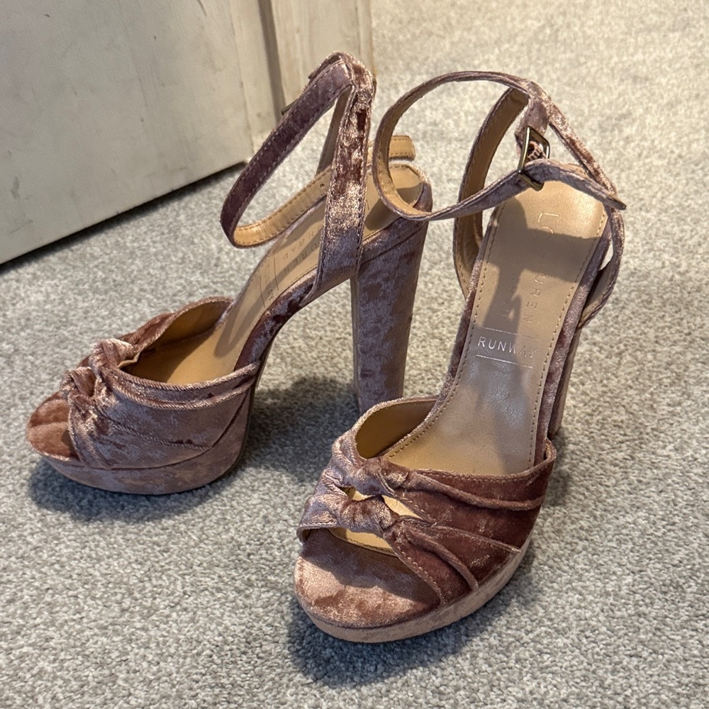 LC Lauren Conrad Blush Velvet Heels